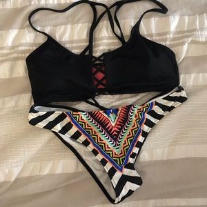 Pink Cheeky Bottom Swim Suit Set